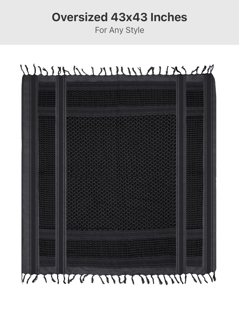 FREE SOLDIER Scarf Military Shemagh Tactical Desert Keffiyeh Head Neck Scarf Arab Wrap with Tassel for Men Women (Black) - Image 4